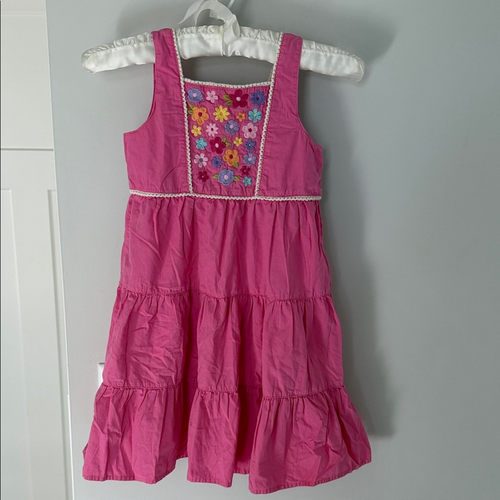 Gymboree Pink Tiered Dress with Floral Embroidery Size‎ 7